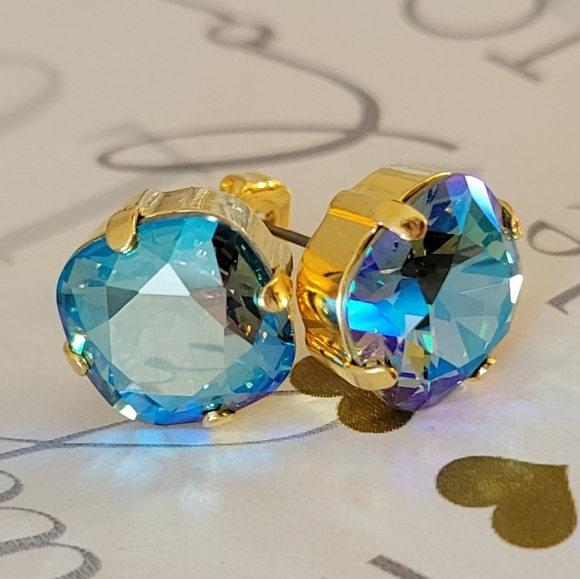 Austrian Crystal Post Earrings in Gold - Picture 8 of 10